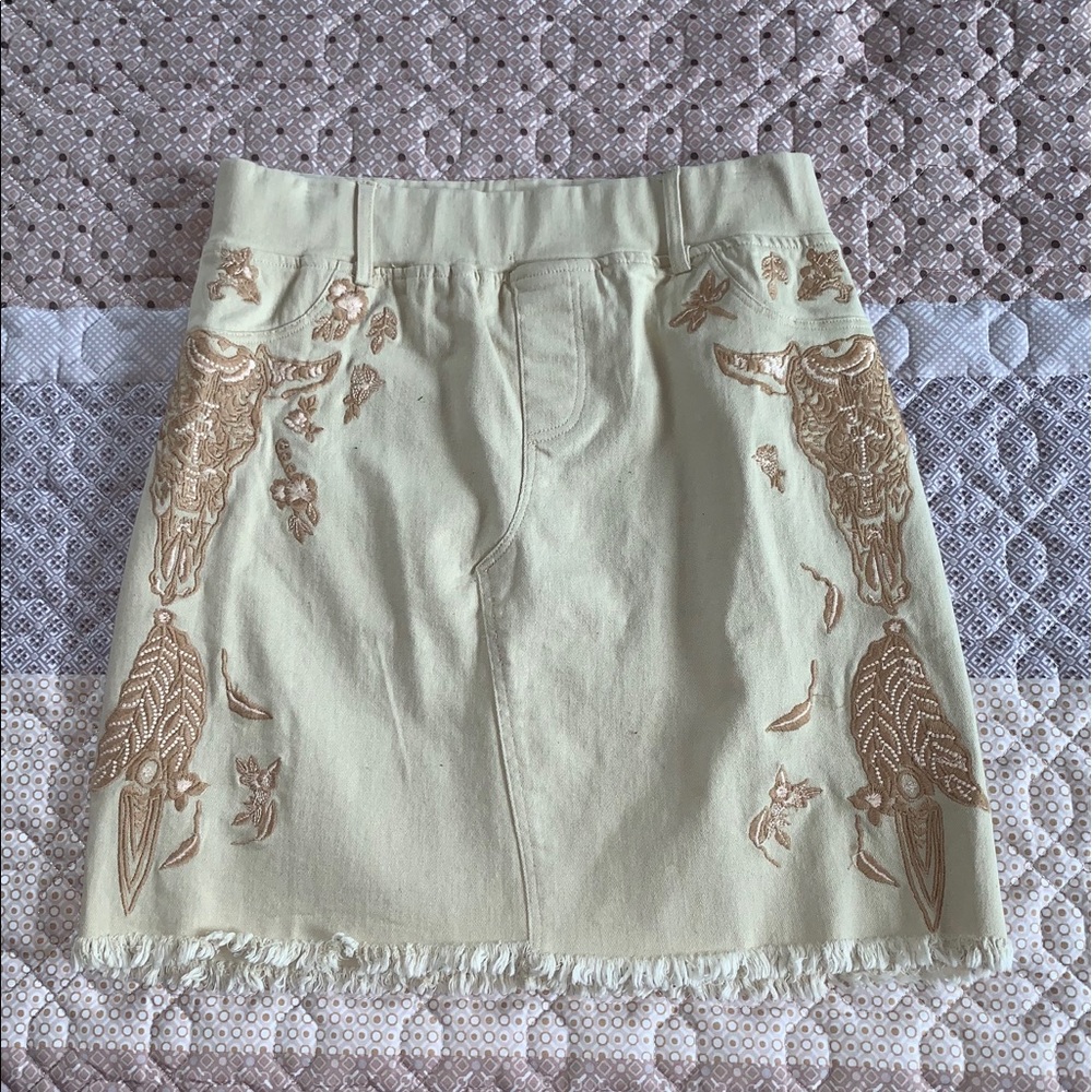 Umgee Khaki Embroidery Skirt